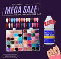 Pack Of 2 576 Pcs Artificial Nails With Free Nail Glue Made Of Abs Plastic In Multicolor