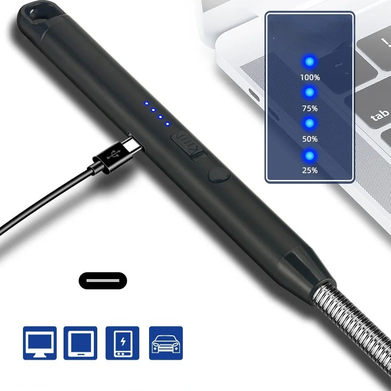 Rechargeable Arc Light Metal | Kitchen USB Arc Lighter With Hanging Hook