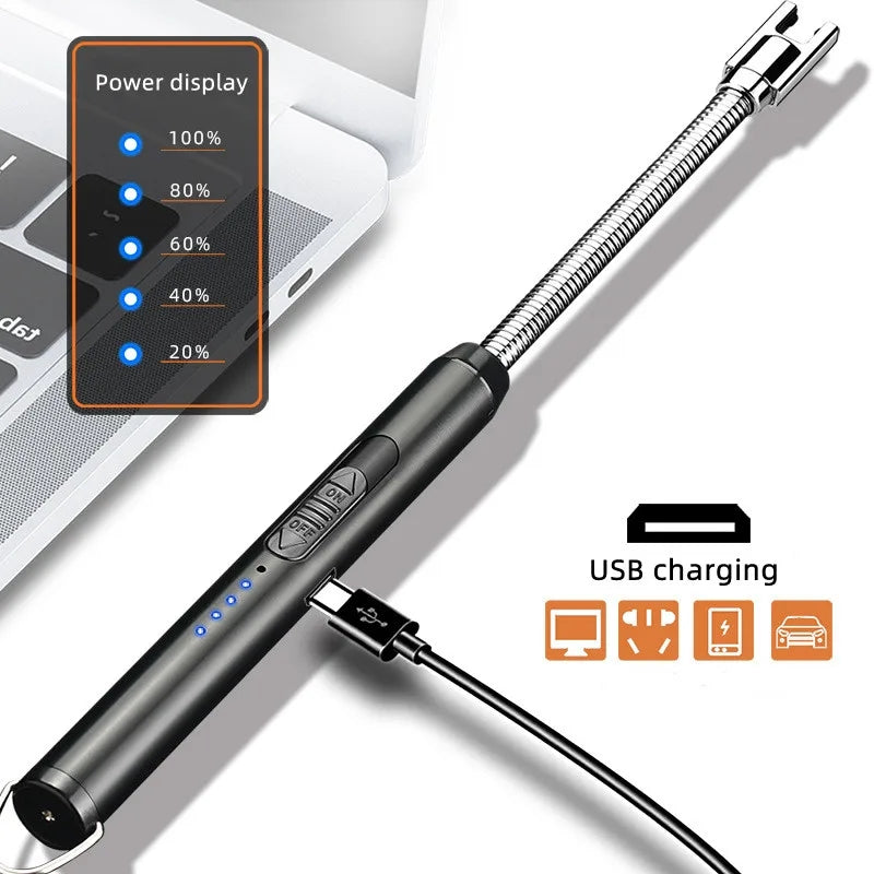 Rechargeable Arc Light Metal | Kitchen USB Arc Lighter With Hanging Hook