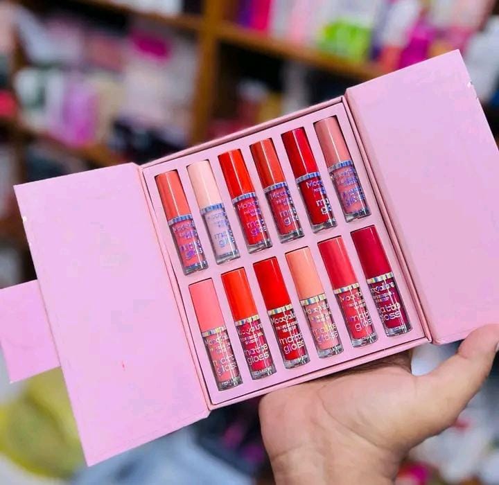 12 Pcs Mocallure High Pigmented Velvet Lip Gloss Set | Long Lasting Multicolor Liquid Lipstick Collection