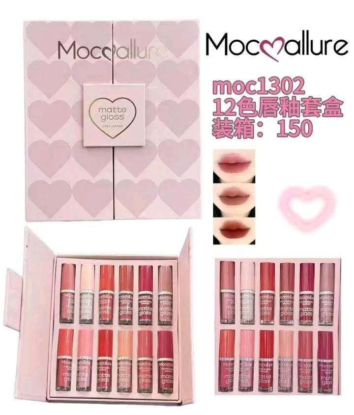 12 Pcs Mocallure High Pigmented Velvet Lip Gloss Set | Long Lasting Multicolor Liquid Lipstick Collection