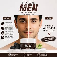 Niconi Men Enzyme De-Tan Cream | Tan Removal, Brightening & Deep Cleansing for Men | 100ml