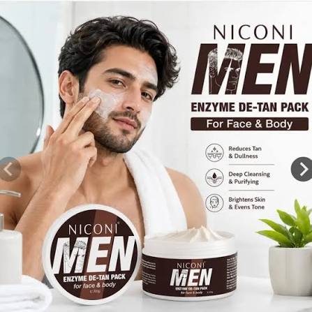 Niconi Men Enzyme De-Tan Cream | Tan Removal, Brightening & Deep Cleansing for Men | 100ml