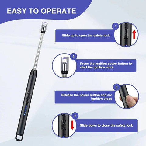 Rechargeable Arc Light Metal | Kitchen USB Arc Lighter With Hanging Hook