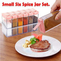 Spice Jars Dispenser Masala Rack | Crystal Seasoning Storage Set with Easy Flow | Set of 6