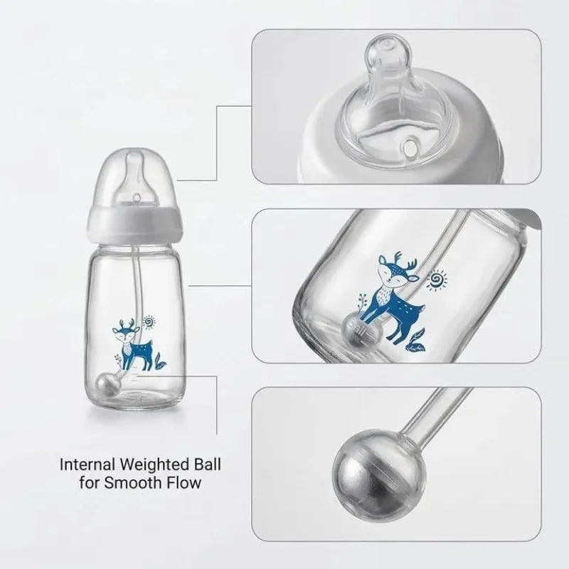 Hands-Free Baby Feeding Bottle | BPA-Free Anti-Colic Baby Milk Bottle with Silicone Straw