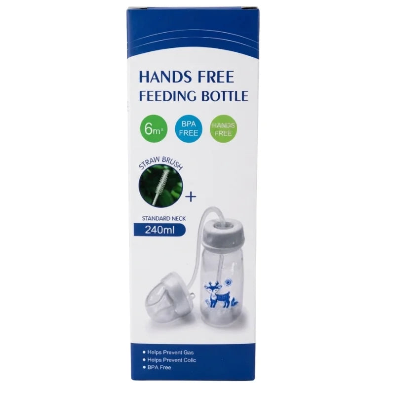 Hands-Free Baby Feeding Bottle | BPA-Free Anti-Colic Baby Milk Bottle with Silicone Straw